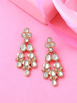 Estele - Gold Plated Traditional Kundan Drop Earrings for Women